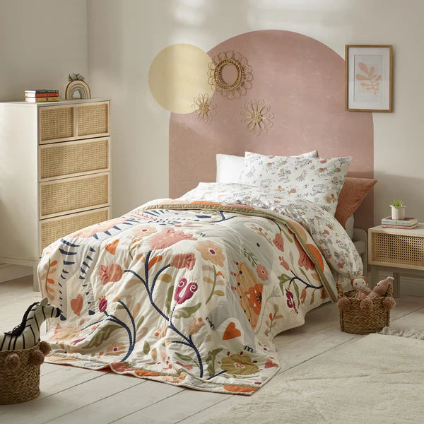 Boho Bedding Set With Pink Fitted Sheet