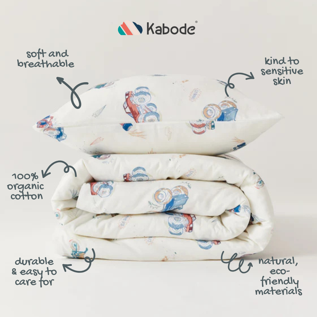 Vehicles Organic Cotton Duvet Cover & Pillowcase